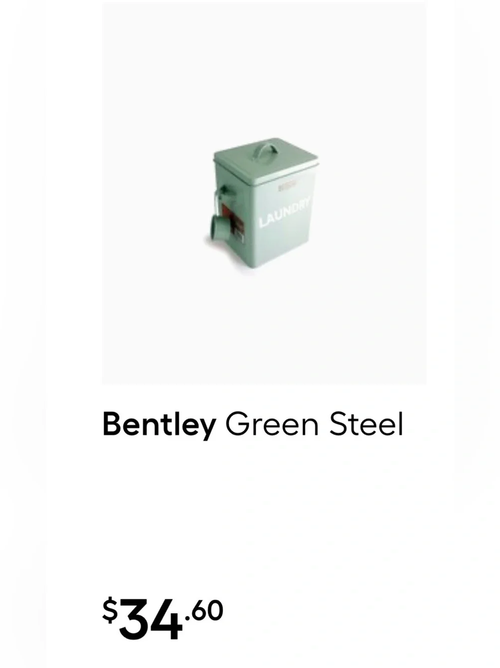 Bentley Green Laundry Tin Box with scoop